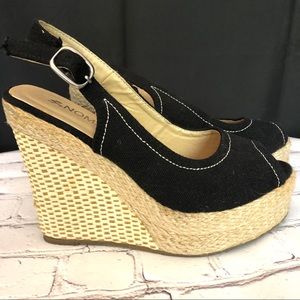 NOMAD ⭐️ Black Espadrille Wedge Sandal Heel